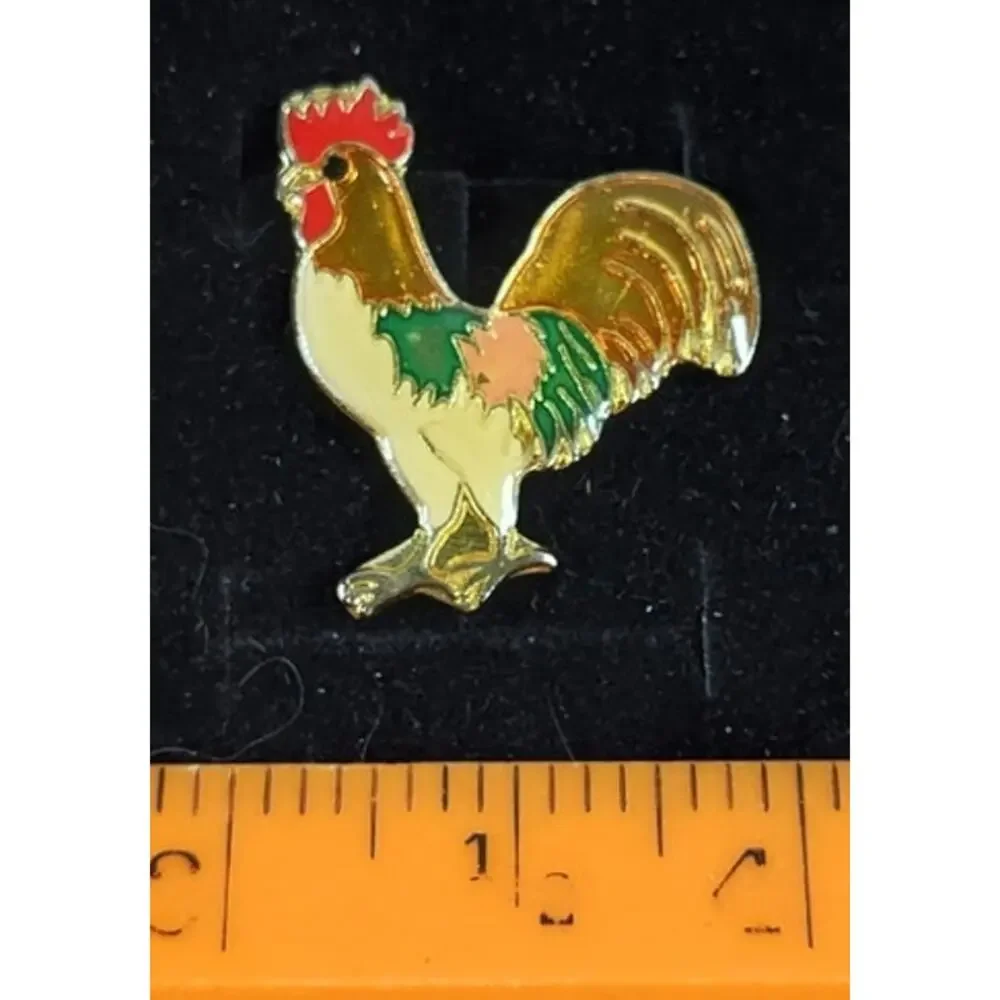 Farm Rooster Poultry Bird Pin for a Hat, Lapel, Lanyard, Jacket or Backpack